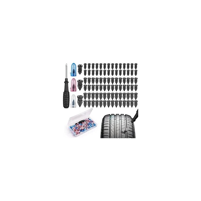 Samulee 85 Pièces Kit Reparation Pneu Voiture, Kit Anti Crevaison Voiture, Clous Pneus Voiture, pour Auto Moto Camion Tracteur