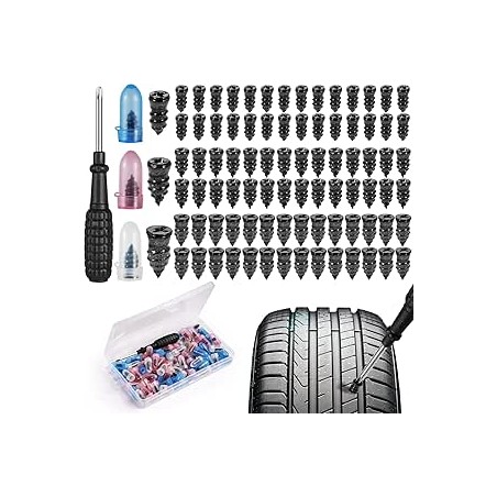 Samulee 85 Pièces Kit Reparation Pneu Voiture, Kit Anti Crevaison Voiture, Clous Pneus Voiture, pour Auto Moto Camion Tracteur