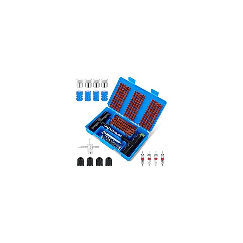 Romon Kit de Réparation de Pneu, 48Pcs Outils de réparation de Pneus Lourds et Ensembles de Réparation de Pneus Portables, pour 