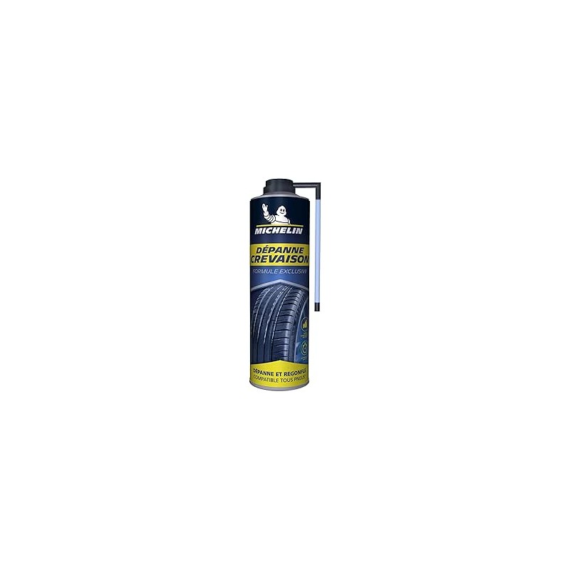 MICHELIN Répare-Crevaison 500ml – Bombe Anti-crevaison Voiture, SUV, Utilitaire, Caravane, réparation et regonflage instantané s
