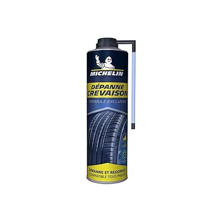 MICHELIN Répare-Crevaison 500ml – Bombe Anti-crevaison Voiture, SUV, Utilitaire, Caravane, réparation et regonflage instantané s