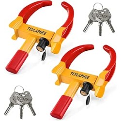 Tevlaphee 2 Paquet Antivol Voiture Sabot Roue, Griffe de Pneu, Antivol de Voiture Bloque, Roue Sécurité Antidémarrage, Universel