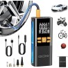 Gonfleur Pneus Voiture Sans Fil,COCCKO 6000mAh Compresseur à Air Portatif pour Pneus,150PSI gonfleur velo electrique LED et Arrê