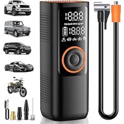 Gonfleur Pneus Voiture, 150PSI Compresseur à Air Portatif sans Fil Mini compresseur Voiture Portable avec Batterie Rechargeable 