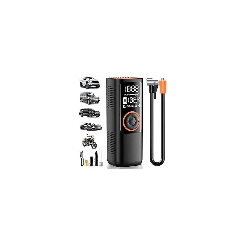 Gonfleur Pneus Voiture, 150PSI Compresseur à Air Portatif sans Fil Mini compresseur Voiture Portable avec Batterie Rechargeable 