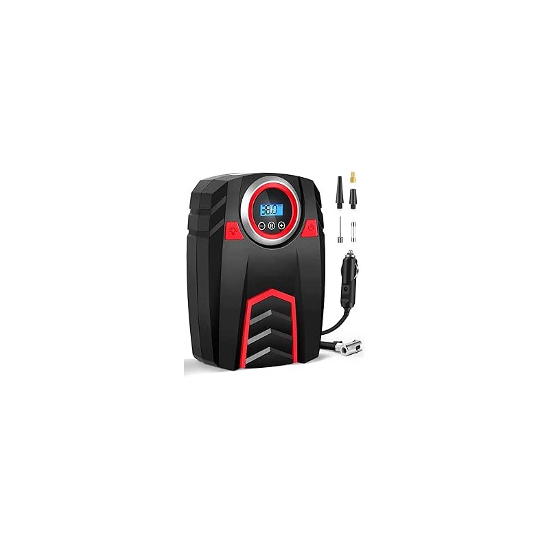 Gonfleur Pneus Voiture 12V Digital - Compresseur à Air Portatif 150 PSI/30L/min avec Écran LED, 4 Adaptateurs Universels et Tuya