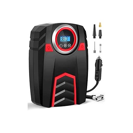 Gonfleur Pneus Voiture 12V Digital - Compresseur à Air Portatif 150 PSI/30L/min avec Écran LED, 4 Adaptateurs Universels et Tuya