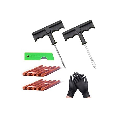 15pcs Kit Anti Crevaison Voiture, Kit Reparation Pneu Voiture, Meche Pneu Crevaison, Kit Réparation Pneu Voiture Pour Voiture, M