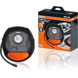 OSRAM TYREinflate 200, gonfleur de pneu analogique, compresseur d'air portable 12 V pour pneus de voiture, connexion électrique 