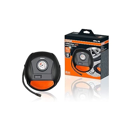 OSRAM TYREinflate 200, gonfleur de pneu analogique, compresseur d'air portable 12 V pour pneus de voiture, connexion électrique 