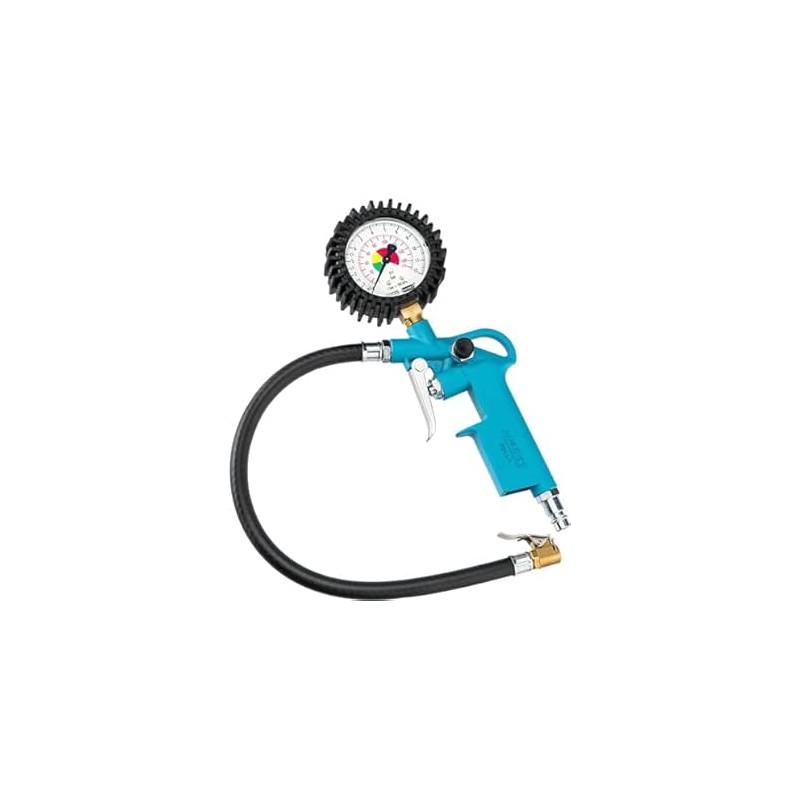 HAZET Gonfleur de pneus 9041-1 I Plage de mesure du manomètre : 0-12 bar, longueur du tuyau : 400 mm, manomètre : 63 mm I Contrô