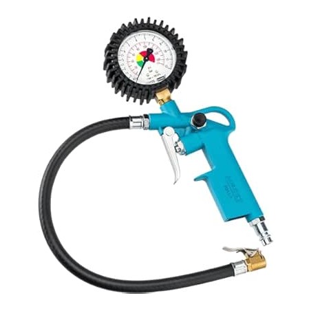 HAZET Gonfleur de pneus 9041-1 I Plage de mesure du manomètre : 0-12 bar, longueur du tuyau : 400 mm, manomètre : 63 mm I Contrô