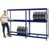 PROREGAL Mega Deal 2X Étagère à pneus Tiger | HxLxP 180x130x50cm | Jusqu'à 24 pneus | avec Tablette | Bleu | Porte-Pneu, Rack à 