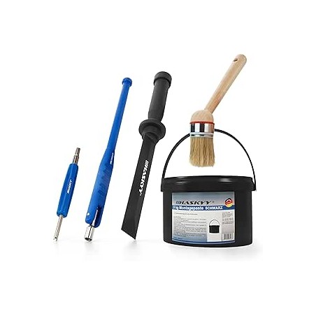 5kg Graisse de Montage pour Pneus Montagewax Noir + Tournevis de Vanne + Extracteur de Soupape Levier de Vanne