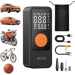 BEVA Gonfleur Pneus Voiture Sans Fil, Compresseur à Air Portatif 150 PSI Inflation Rapide,Gonfleur Electrique avec Lampe LED, Po