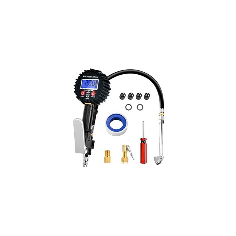 ENDARK Manometre Pression Pneu Gonfleur Pneu - Manomètre Compresseur Numérique Testeur Pression Pneu & Accessoire Compresseur à 