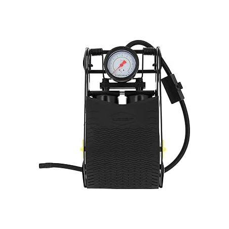 MICHELIN 009505 Pompe à Pied Double Piston avec Manomètre Homologué, 7 Bars, Flexible 80 cm – Gonfleur Vélo, Moto, Auto, Ballon 