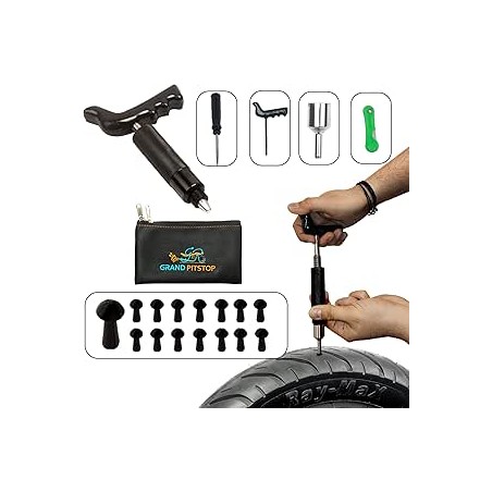 GRAND PITSTOP 20 Pcs Tubeless Tire Puncture Repair Kit with Mushroom Plug for Tyre Punctures and Flats on Cars, Motorcycles, ATV